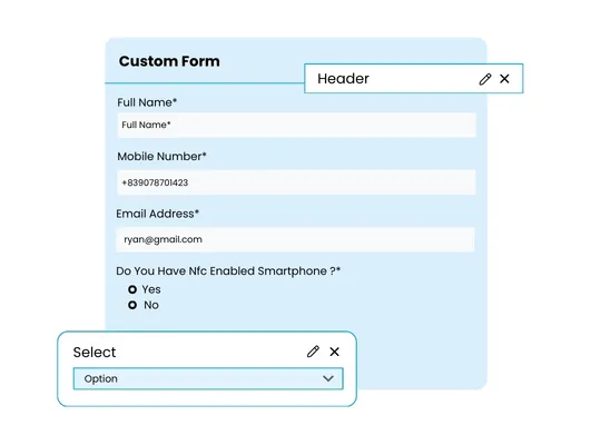 Custom Form NFC Smartphone Email Input